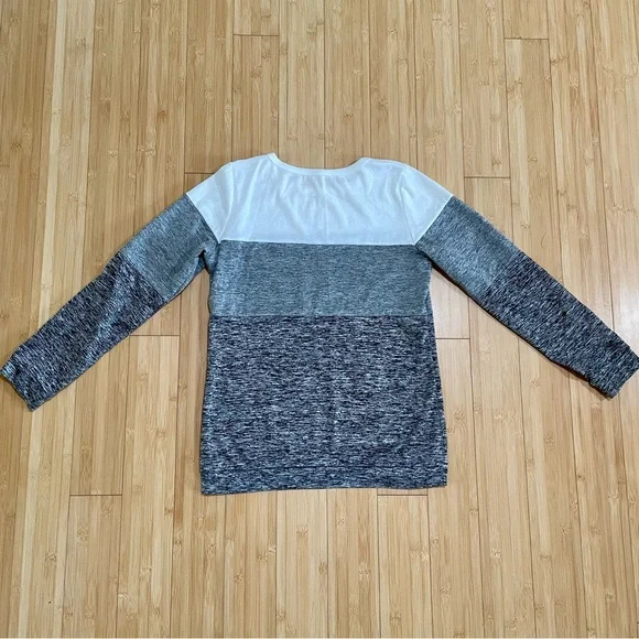 Colorblock black and white heathered crew neck lightweight sweatshirt - Picture 5 of 6